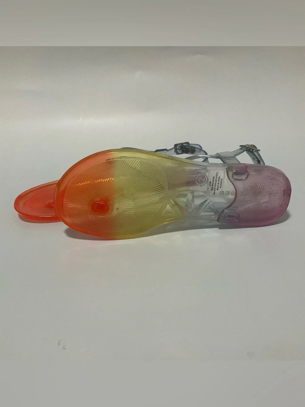 Kurt Geiger Mini Maddison Rainbow Jelly Sandals Ankle Strap Size 2 Big Kids